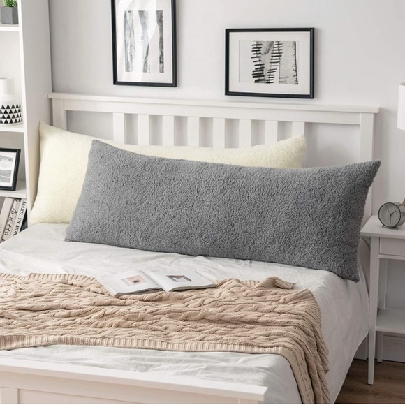 Luxury HomeCozy Chic Soft Grey Plush Faux Fur Body Pillow Cover